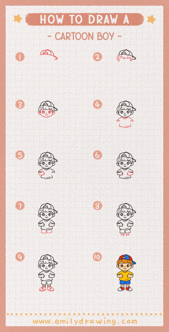 how to draw a cartoon boy pinterest pin